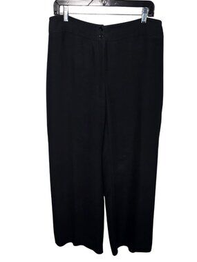 Armani Collezioni Black Wide Leg Dress Pants Size 12 Acetate Silk Blend Career